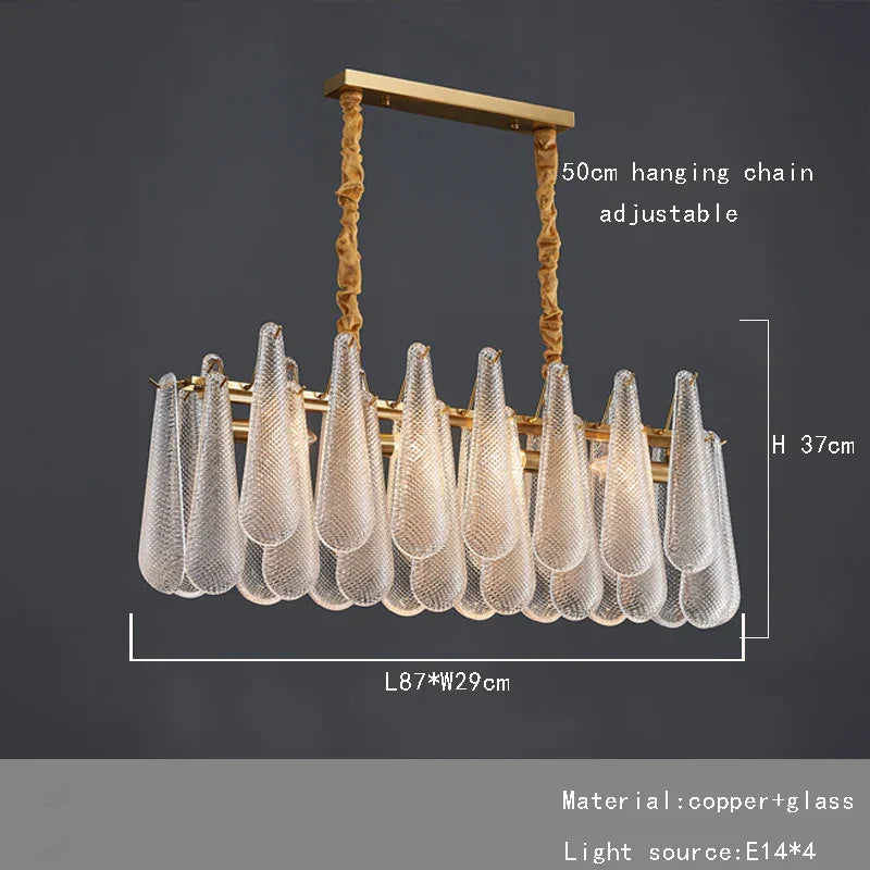 Lámpara colgante de vidrio dorado Decorbites™ para mesa de comedor y hotel, lámparas de techo modernas para vestíbulo