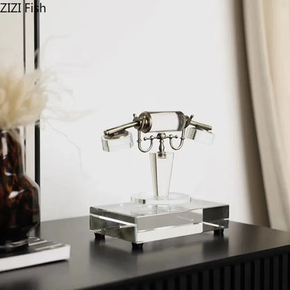 DecorBites™ Crystal Telephone Sculpture Desk Decoration Retro Fixed Phone Room Decor Craft