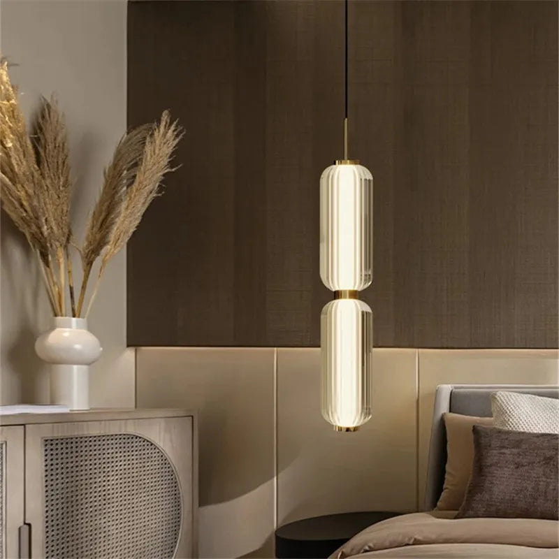 DecorBites™ Glass Staircase Pendant Light: American Retro Minimalist Restaurant Foyer Artistic Lamp