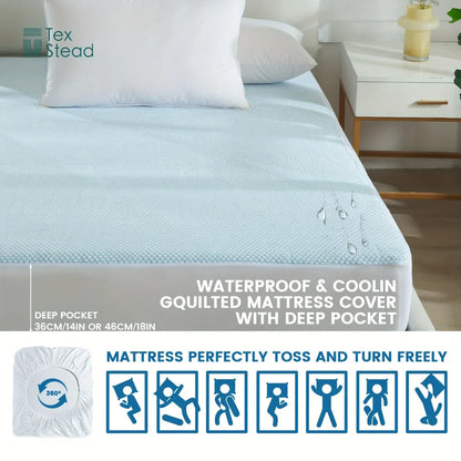 Decobites Soft Cooling Mattress Topper, Waterproof Fitted Sheet - Luxurious & Deep Pocket