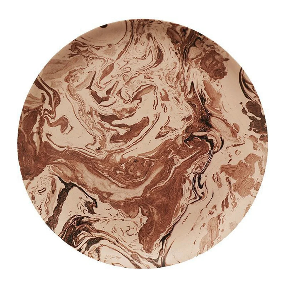 DecorBites™ Korean Style Round Bamboo Fiber Dining Plate for Desserts, Fruits, and Cakes