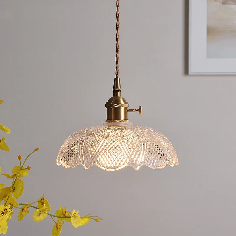 DecorBites™ Clear Glass LED Pendant Bar Kitchen Nordic Copper Dining Room Suspension