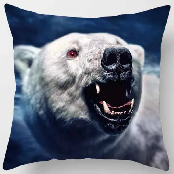 Funda de almohada DecorBites™ con diseño de tigre y león del mundo animal para una decoración adorable en el sofá o la sala de estar.