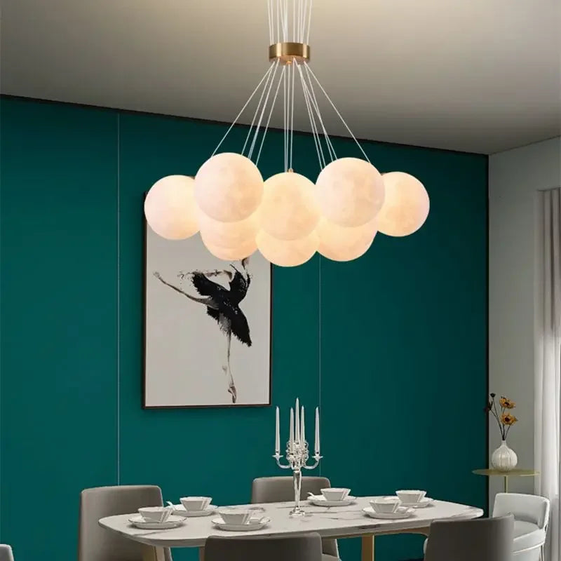 DecorBites™ LED Lunar Ball Ceiling Chandeliers for Home Decor in Living Room and Bedroom