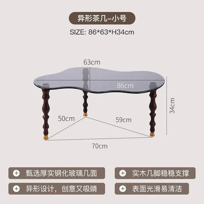 DecorBites™ 80*40cm Solid Wood Peanut-Shaped Coffee Table for Living Room