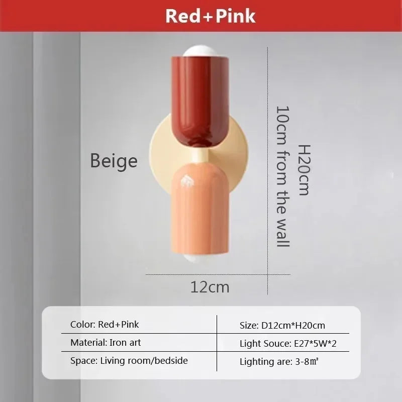 Apliques de pared LED de doble cabezal color crema DecorBites™ para decoración de interiores en sala de estar y dormitorio