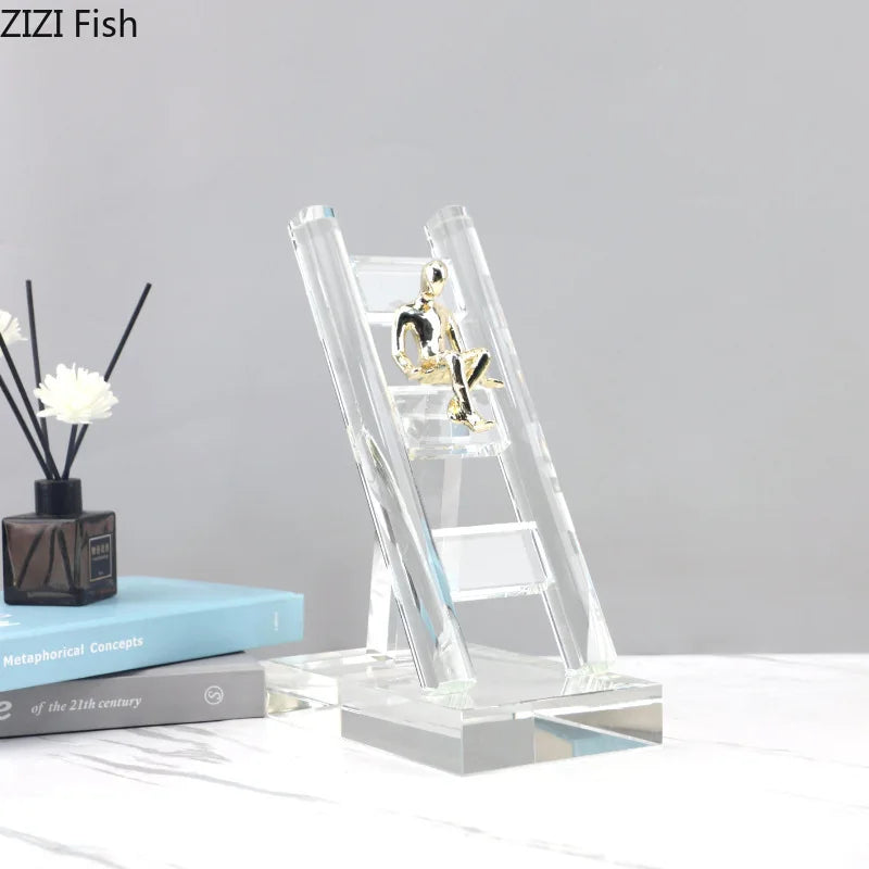 DecorBites™ Golden Figures Resin Sculpture: Creative Staircase Desk Decoration