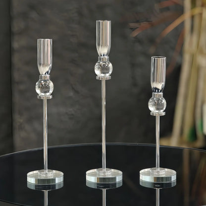 DecorBites™ Crystal Glass Candlestick Holder - Elegant Home Décor Accessory