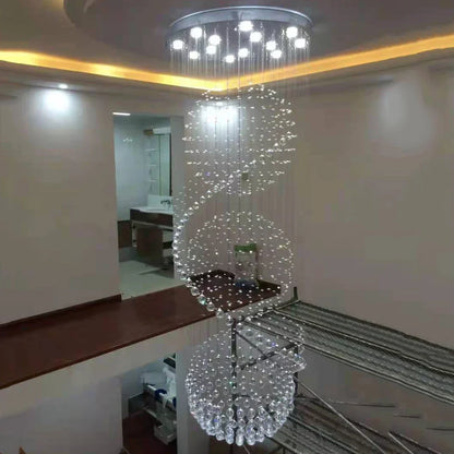 DecorBites™ Crystal Chandelier: Modern LED Staircase Light for Living Room and Lobby