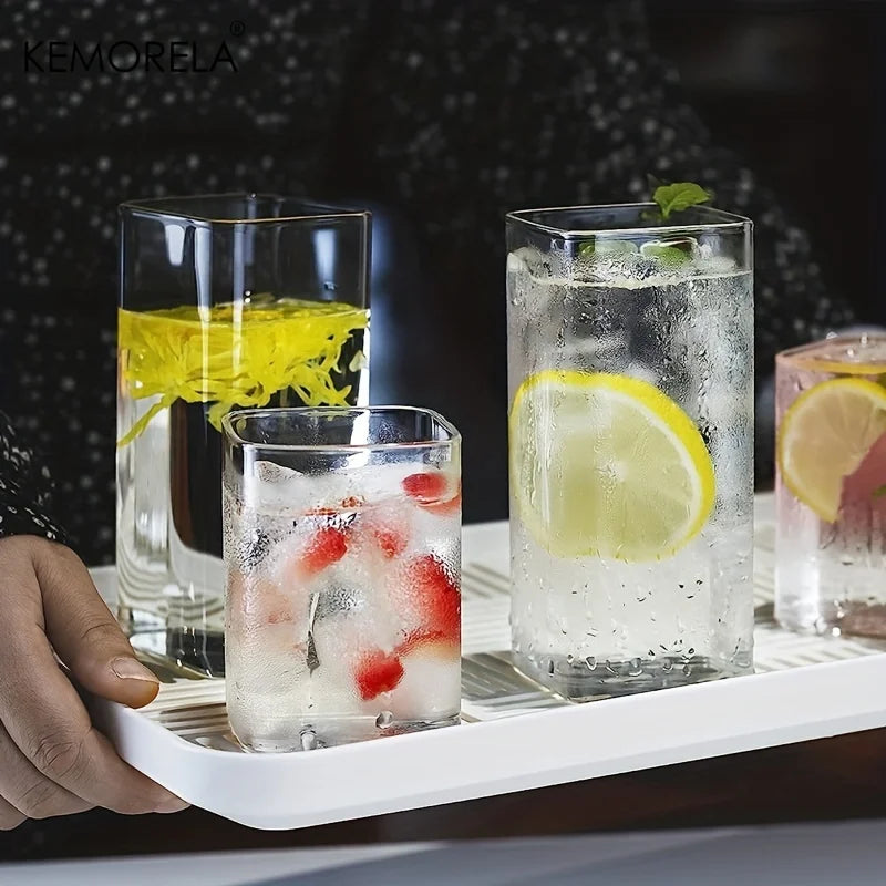 DecorBites™ 4-Piece Thin Highball Glasses Set - Clear Tall Glass Cups for Various Beverages