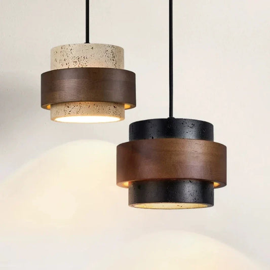 Japanese Wabi Sabi Stone Pendant Light in White or Gray