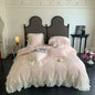 Decobites Romance Lace Ruffles Bedding Set 4Pcs, 200x230cm, Princess Wedding Theme