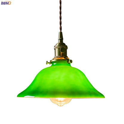 DecorBites™ Green Glass LED Pendant Light for Home Decor & Restaurant Vintage Lighting