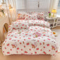 Decobites Heart Print Solid Color Bedding Set: Duvet Cover, Sheet, Pillowcases for Single Double Bed