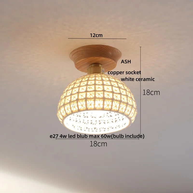DecorBites™ Lotus Glass LED Ceiling Light with Copper Base - Modern Nordic Design