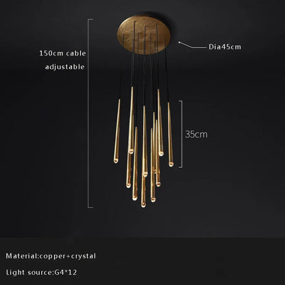 Lámpara de techo DecorBites™ con forma de gota de agua de cristal para una decoración clásica de sala de estar.