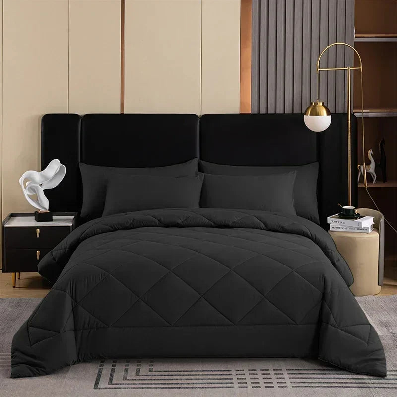 Decobites Cozy Quilt Set: Soft & Breathable Queen/King Size Comforter with Duvet & Pillowcase