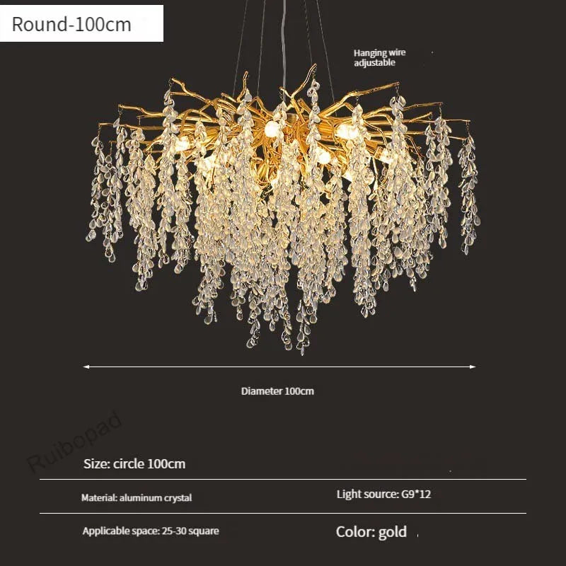 DecorBites™ Gold Crystal Grapes Chandelier for Dining Living Room Bedroom