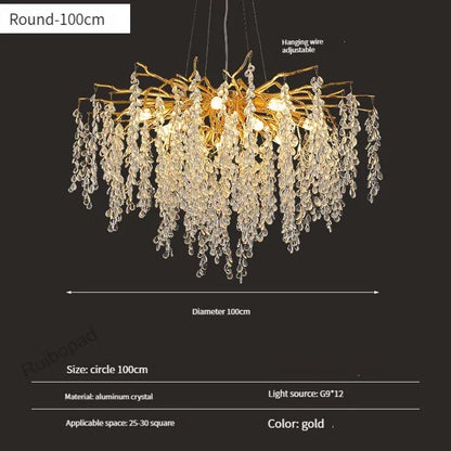 DecorBites™ Gold Crystal Grapes Chandelier for Dining Living Room Bedroom
