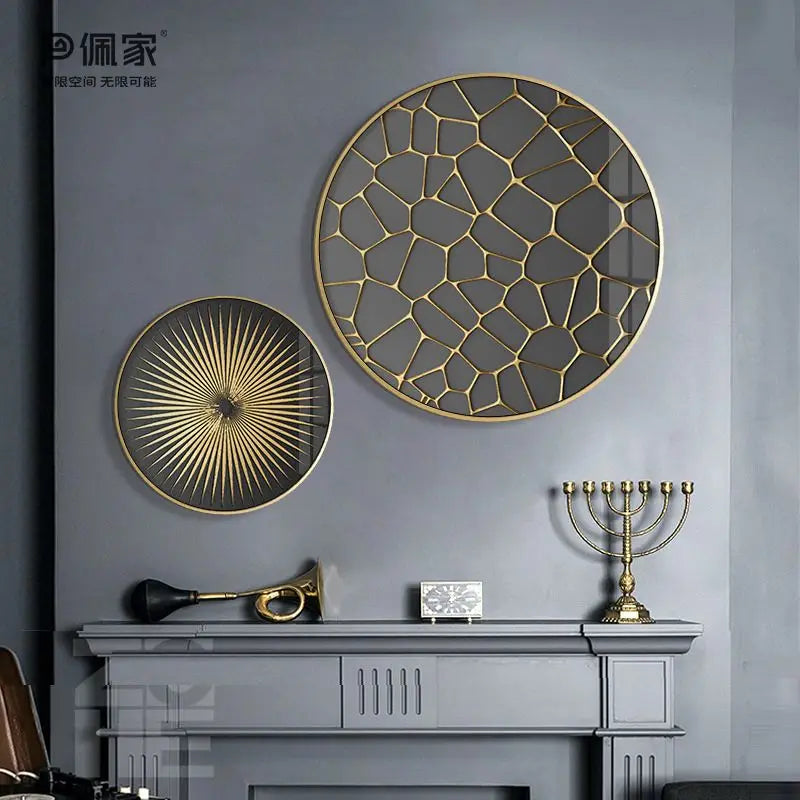 Pintura decorativa abstracta en lámina de oro Decorbites™ para espacios de comedor de lujo