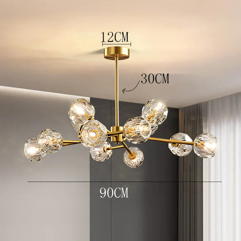 DecorBites™ Crystal Chandelier: Luxury Living Room & Dining Room Ceiling Light