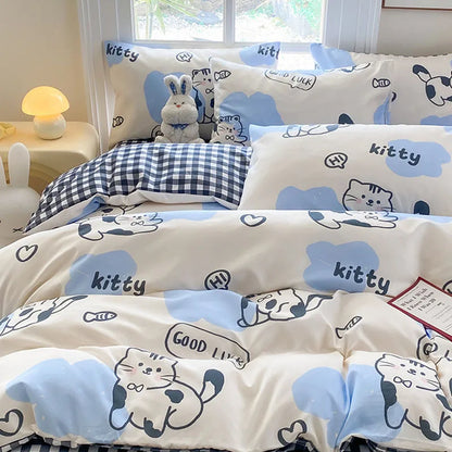 DecorBites™ Cute Printed Cotton Duvet Cover for Double Queen Bed - Cozy & Non-Fading