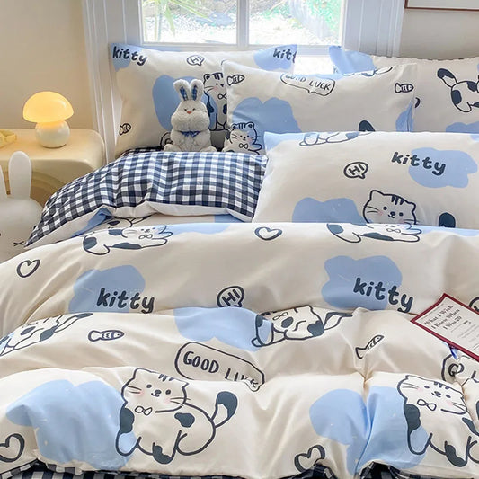 DecorBites™ Cute Printed Cotton Duvet Cover for Double Queen Bed - Cozy & Non-Fading