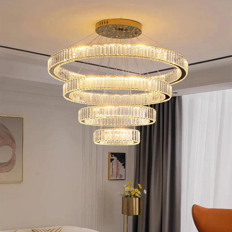 DecorBites™ Crystal Chandelier: Luxury Pendant Lighting for Living Room, Staircase & Ceiling
