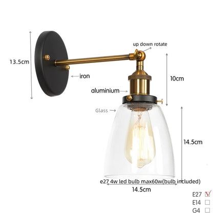 Decorbites™ LED-Wandleuchte mit Zugschalter Industrie-Stil Vintage-Schlafzimmerlampe