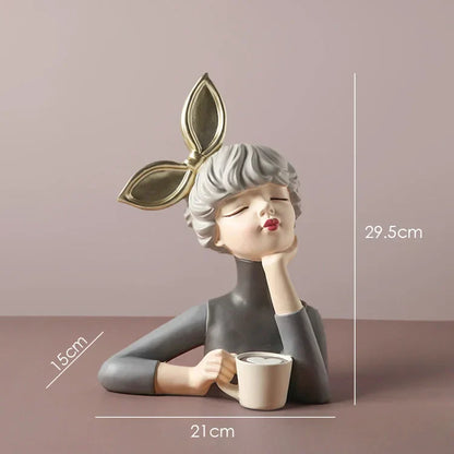DecorBites™ Bowknot Girl Resin Figurine | Home Room Decor & Wedding Gift