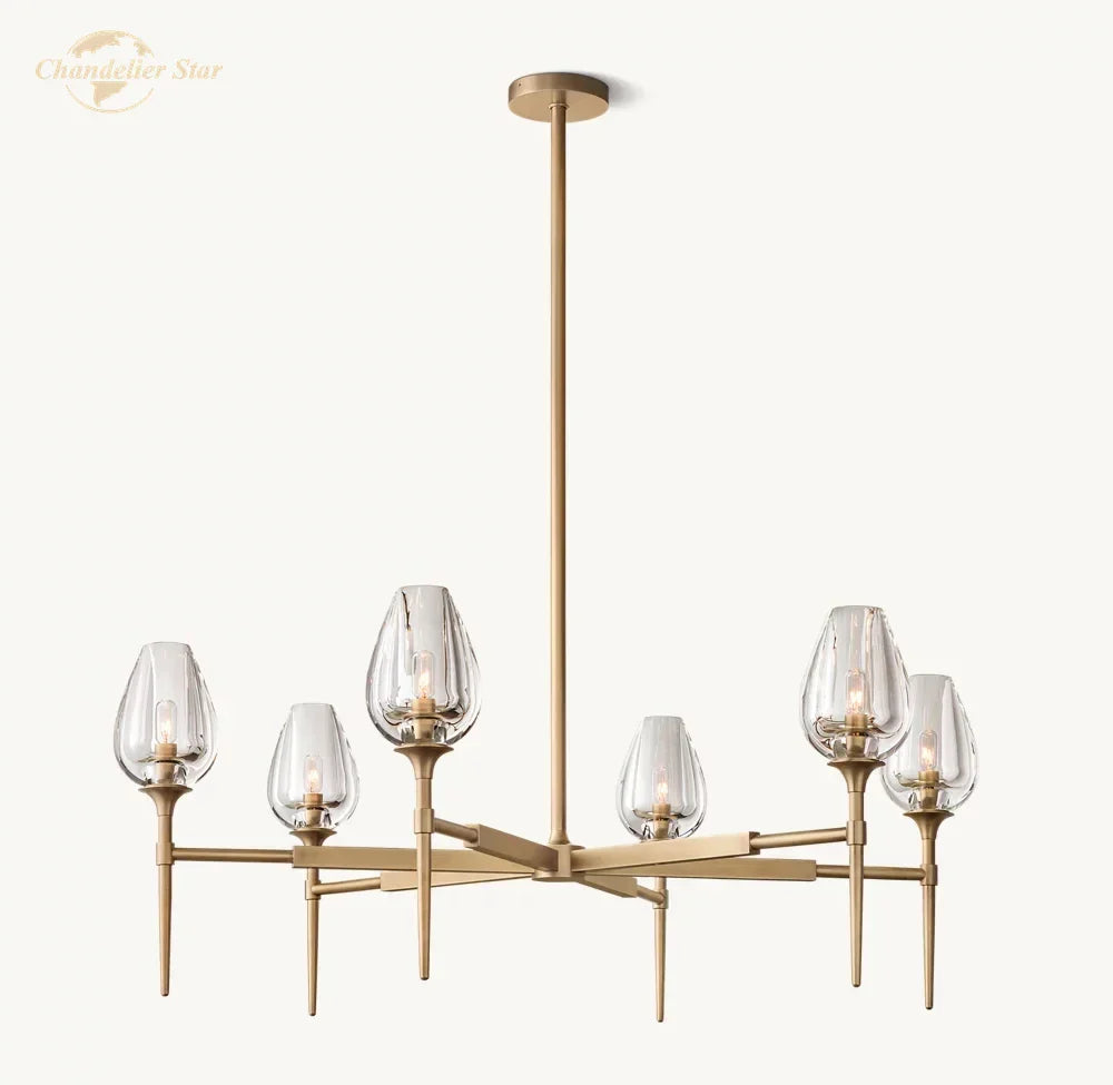 DecorBites™ Crystal Tulip Chandelier Pendant Light Living Room Dining Bedroom Luxury Glass Lighting