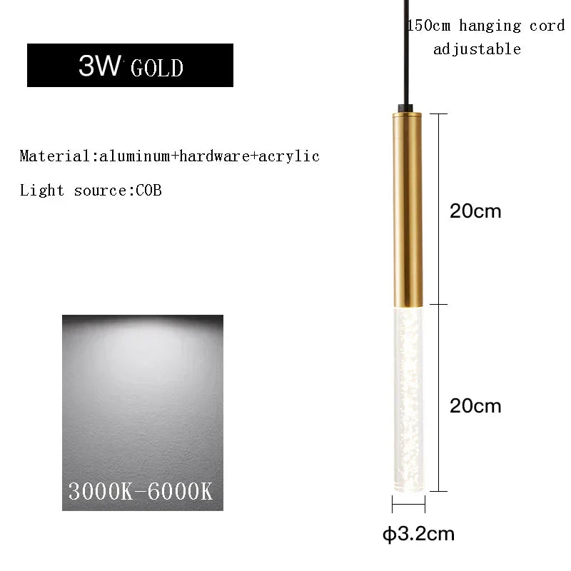 DecorBites™ Black Cylinder Pendant Lights for Modern Kitchen Island and Dining Table