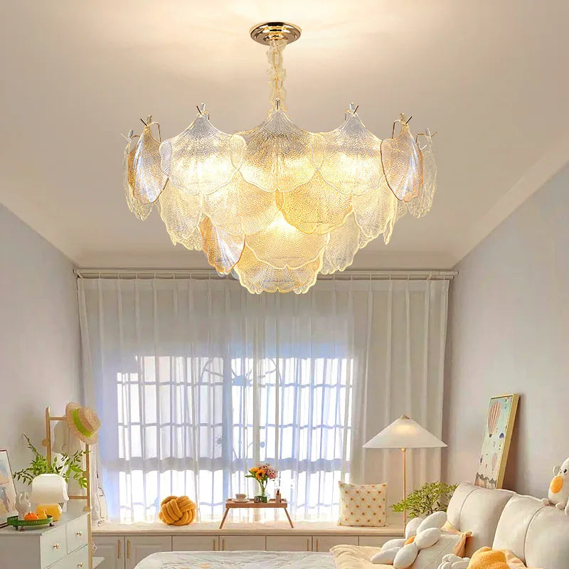 DecorBites™ Glass Shell Ceiling Pendant Light Luxury Bedroom Decor Hanglamp