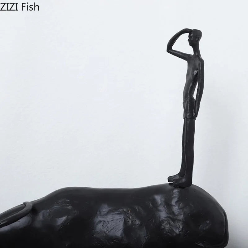 DecorBites™ تمثال راعي بقر من الراتنج لديكور المنزل الحديث