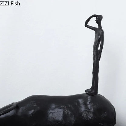 DecorBites™ تمثال راعي بقر من الراتنج لديكور المنزل الحديث