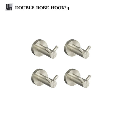 DecorBites™ Brushed Nickel Stainless Steel Bathroom Hardware Set Towel Bar Ring Holder Robe Hook