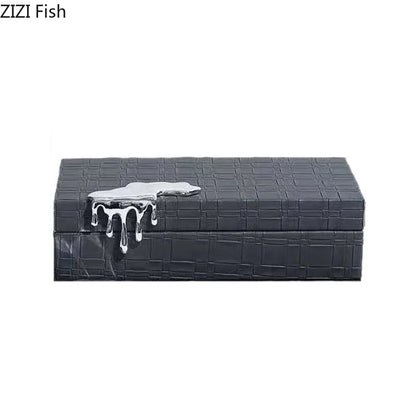 DecorBites™ Gold-plated Woven Leather Jewelry Box: Exquisite Storage Jar for Dresser and Desk