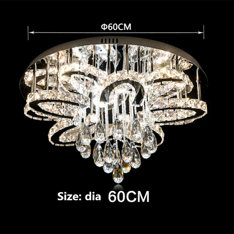 DecorBites™ Dimmable LED Crystal Chandelier Chrome Ceiling Light Fixture