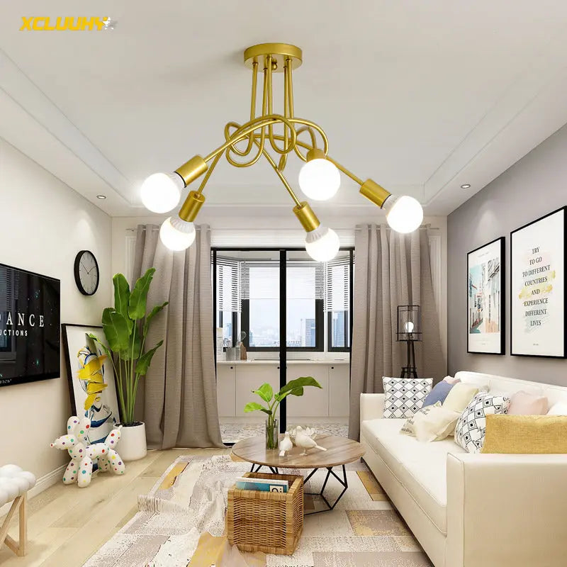 Decorbites™ Gold-Schwarze Sputnik-Hängelampe für Wohnzimmer Schlafzimmer Landhausstil
