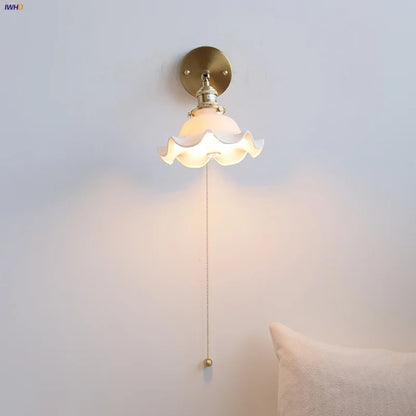 DecorBites™ Ceramic LED Wall Lights | Pull Chain Switch | Bedroom Mirror Fixture