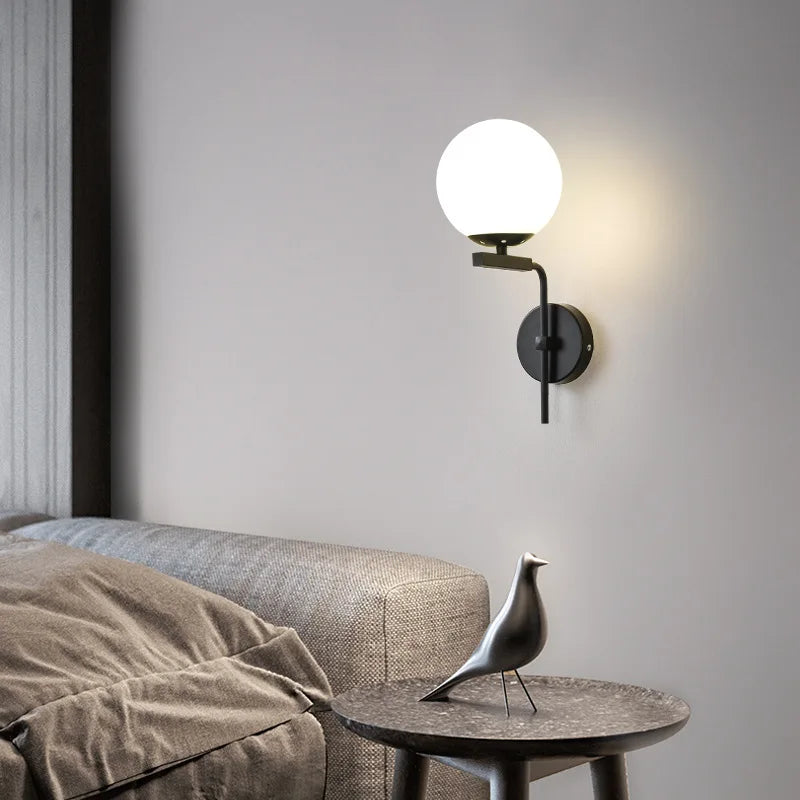 Decorbites™ Glas-Kugel-LED-Wandleuchte Moderne Wandlampe Nachttischleuchte Vintage-Loft Gold Schwarz