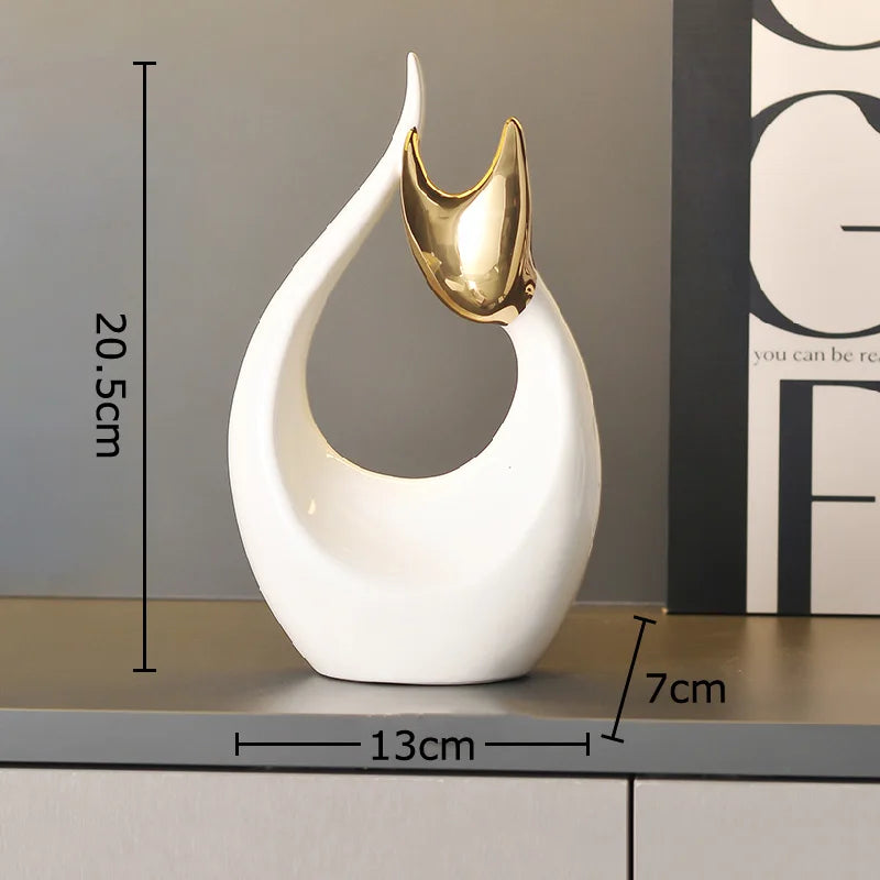 DecorBites™ Ceramic Kitten Statue White Cat Sculpture Room Decor Aesthetics