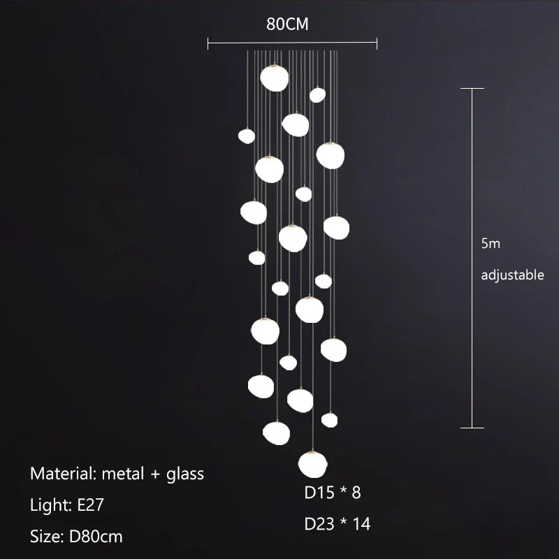 DecorBites™ Cobblestone Glass LED Pendant Lights for Villa Hotel Loft Stair Lamp