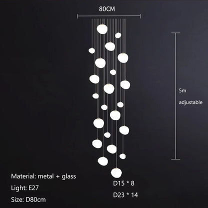 DecorBites™ Cobblestone Glass LED Pendant Lights for Villa Hotel Loft Stair Lamp