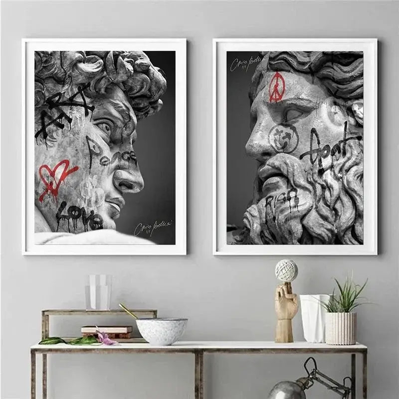 DecorBites™ David Graffiti Art Canvas Print for Room Decor