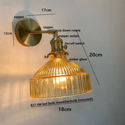 DecorBites™ Clear Glass Copper Socket LED Wall Lamp with Pull Chain Switch