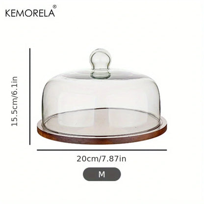 DecorBites™ Caja de almacenamiento de alimentos con molde de madera creativo para pasteles y tapa de vidrio