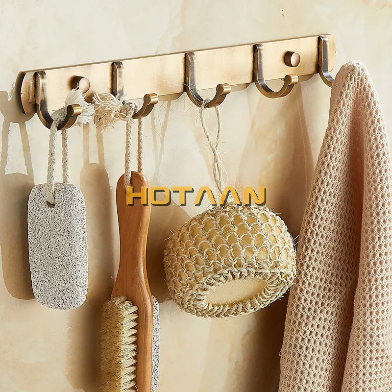 خطاف رداء أسود عتيق من DecorBites™، أدوات حمام بلمسة نهائية من النحاس، خطاف حائط، خطاف ملابس.