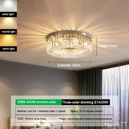 DecorBites™ Crystal Glass Round LED Ceiling Light - Luxury Indoor Lighting Solution