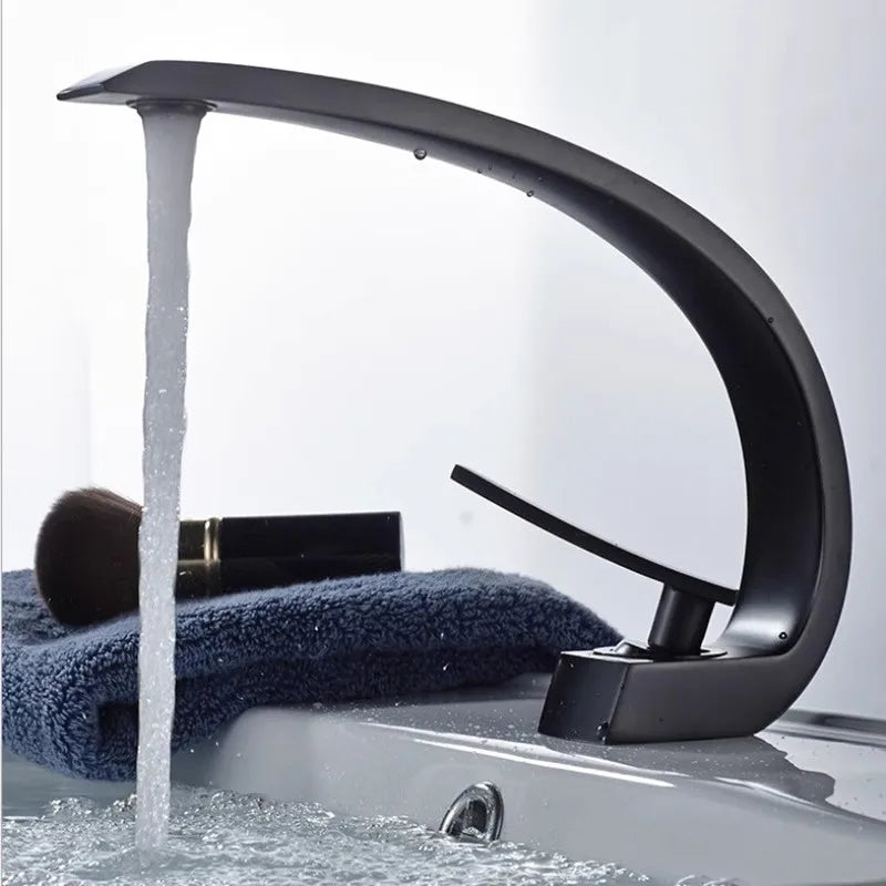 DecorBites™ Black & Gold Modern Basin Faucet with Single Handle for Bathroom